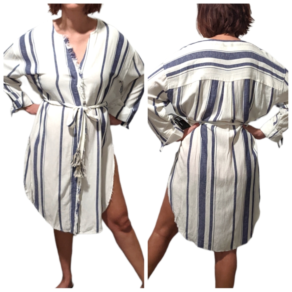 PAPARAZZI BY BIZ striped Shirt Dress ~ NWT